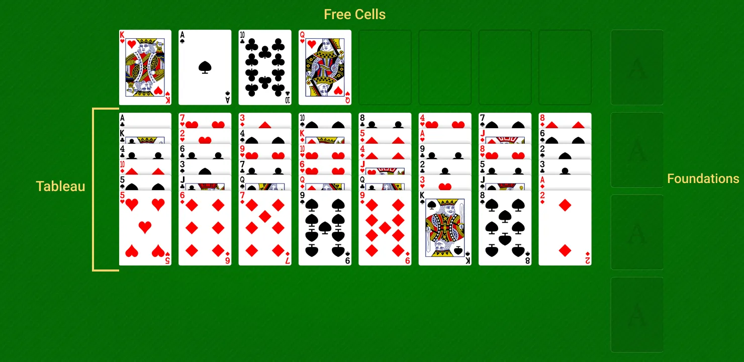 Eight Off Solitaire setup